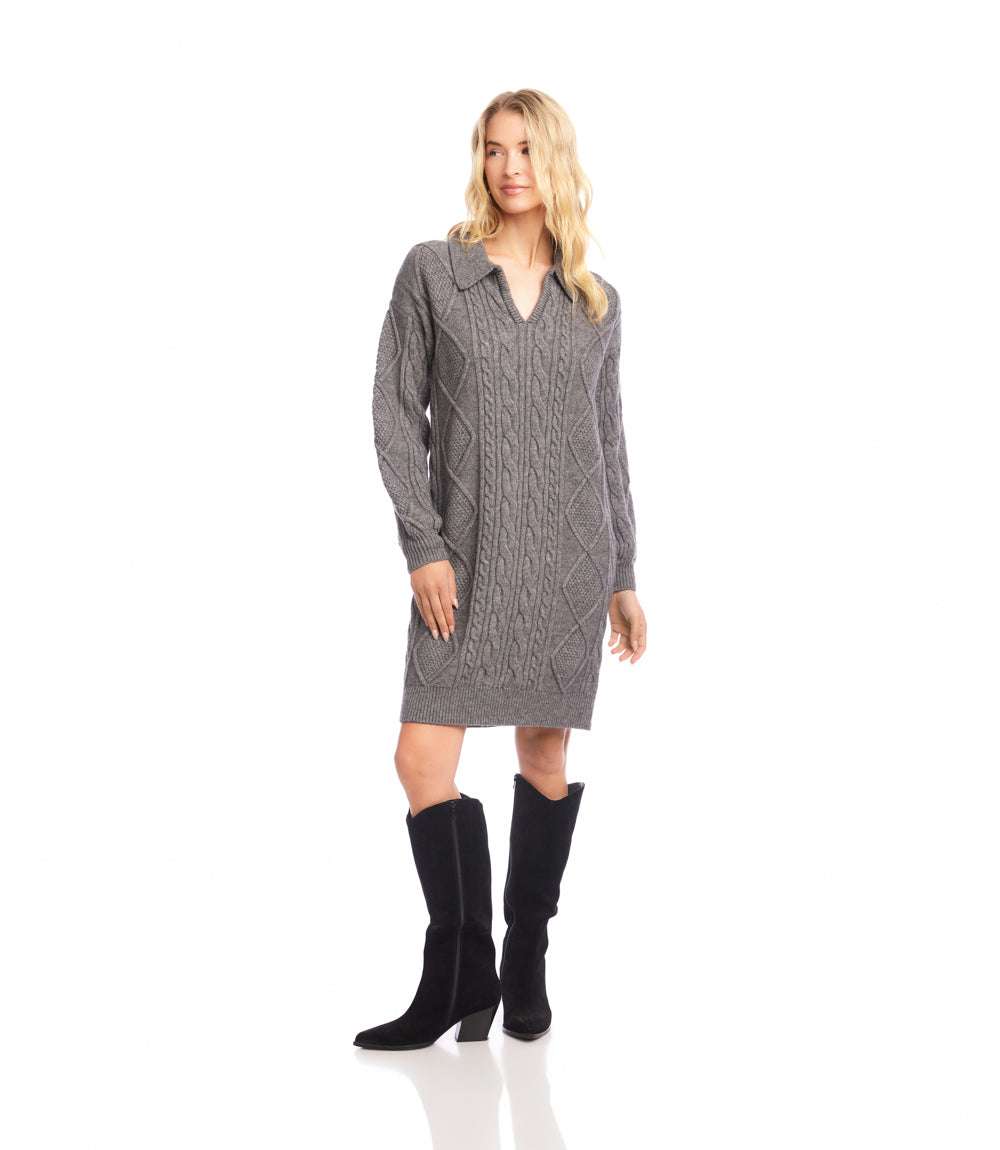 gray cable knit sweater dress Kaiia - Sweater Dress - Women - Acrylic