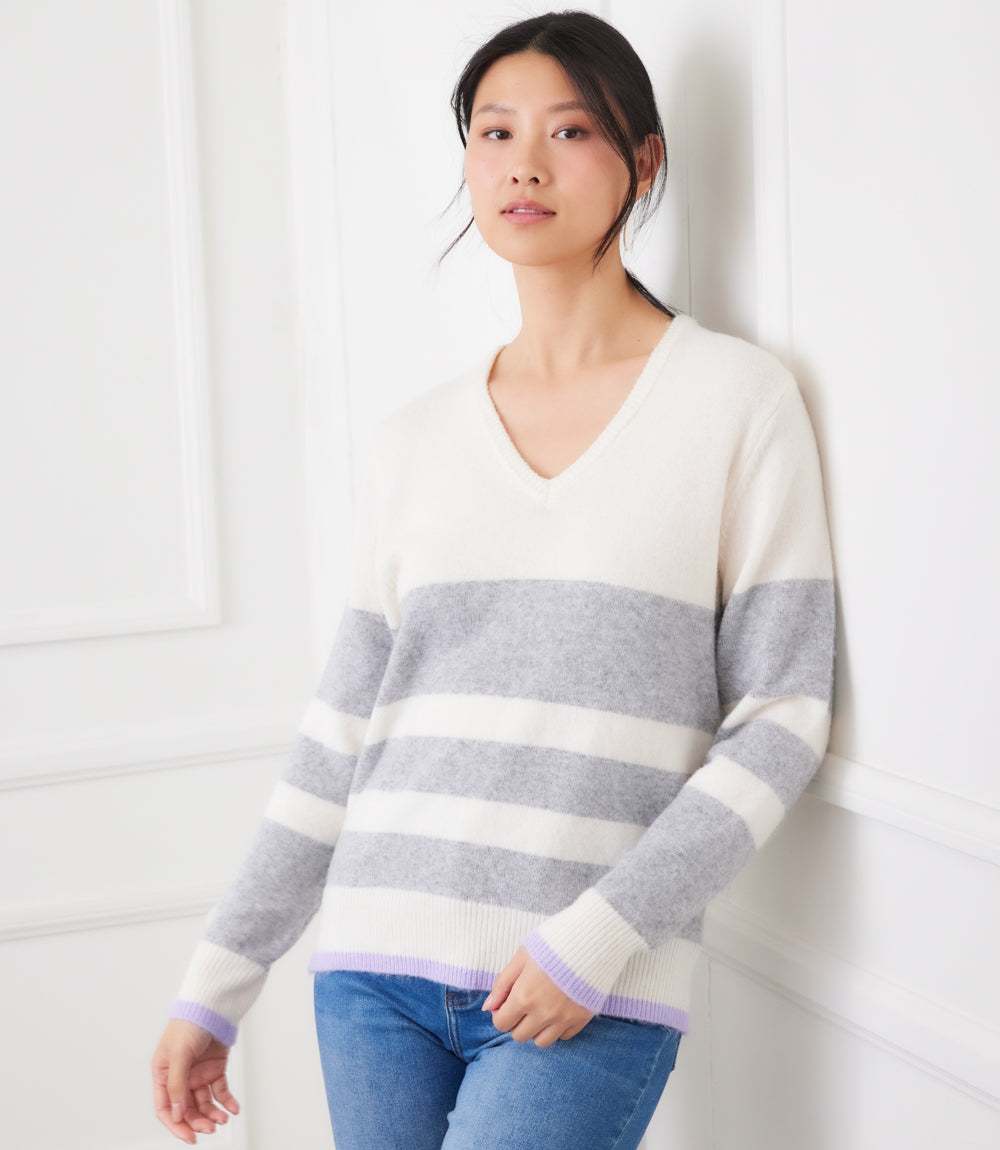 Stripe V-Neck Sweater