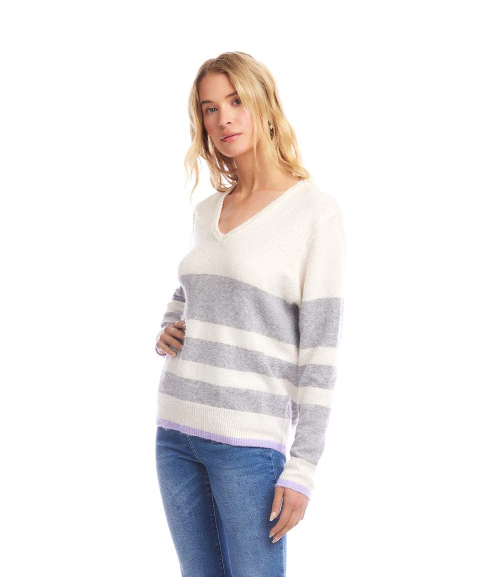Stripe V-Neck Sweater