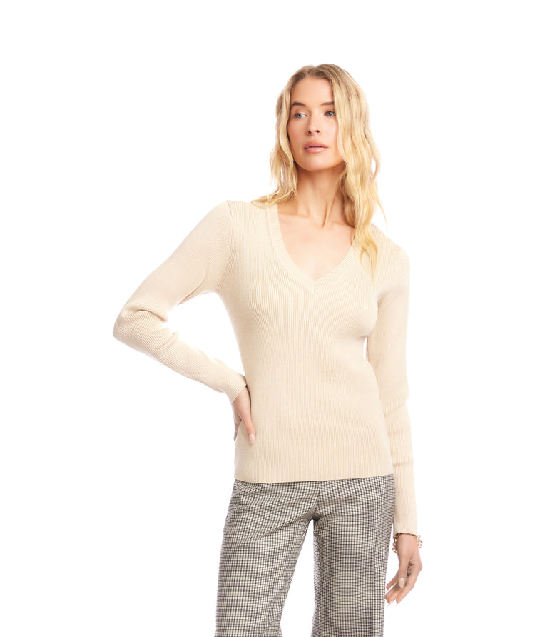 Ribbed V-Neck Sweater