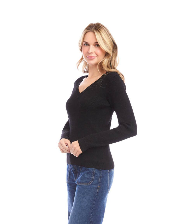 Ribbed V-Neck Sweater