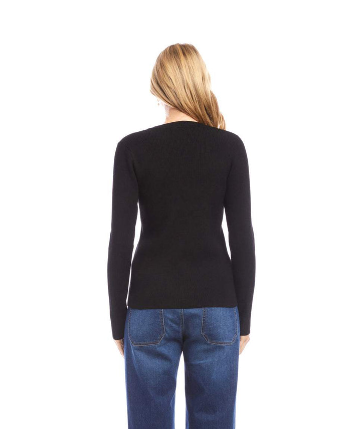 Ribbed V-Neck Sweater