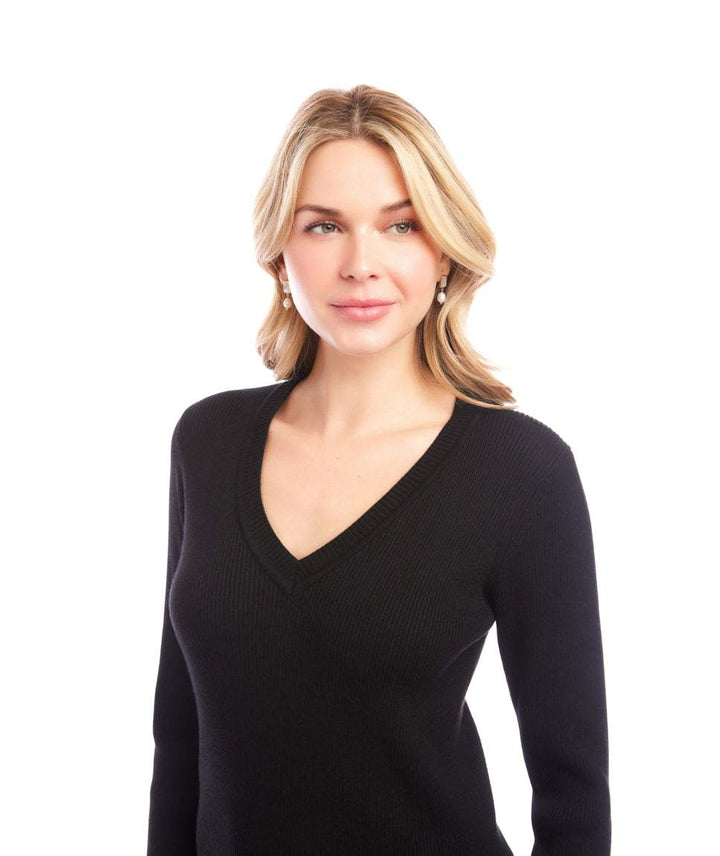Ribbed V-Neck Sweater