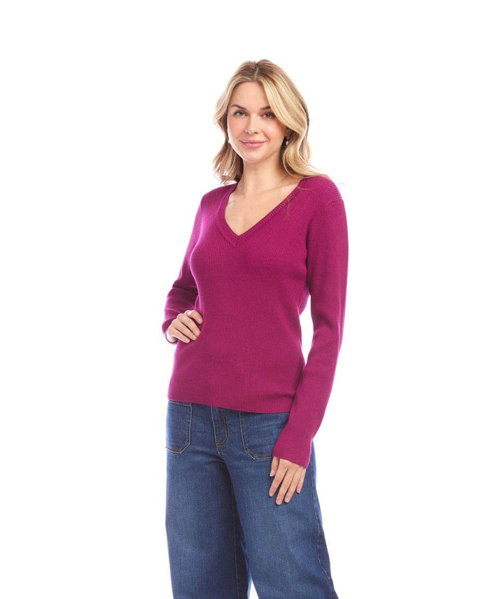 Ribbed V-Neck Sweater