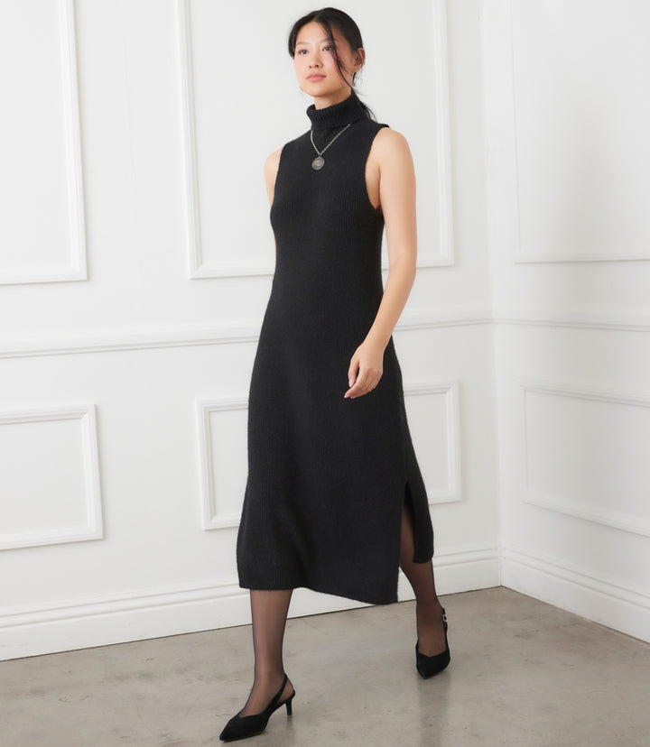 Sleeveless Turtleneck Sweater Dress
