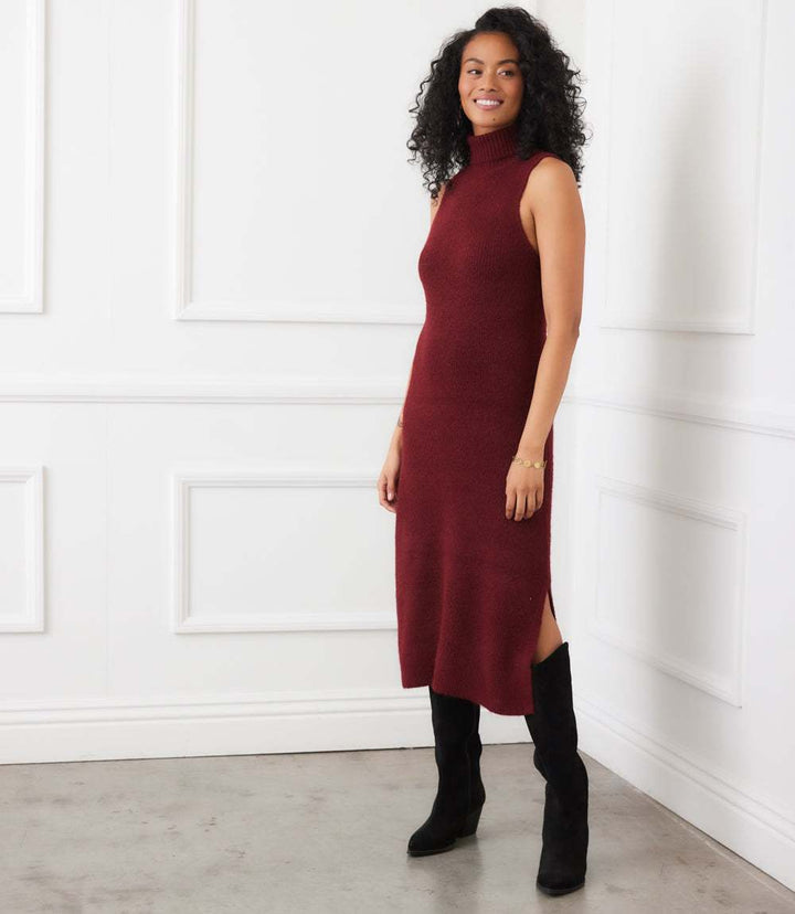 Sleeveless Turtleneck Sweater Dress