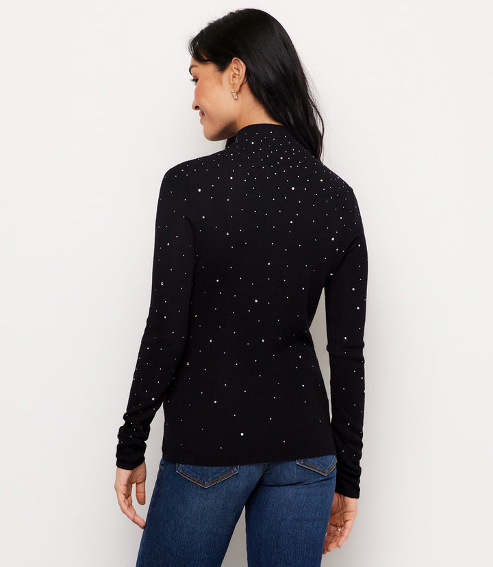 Rhinestone Mock Neck Sweater