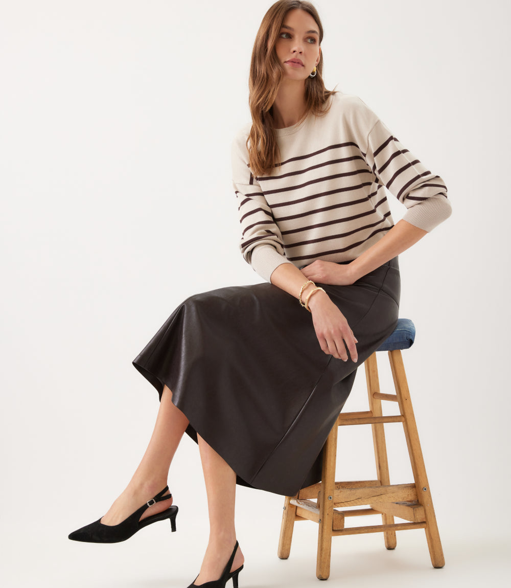 Petite Size Stripe Crewneck Sweater