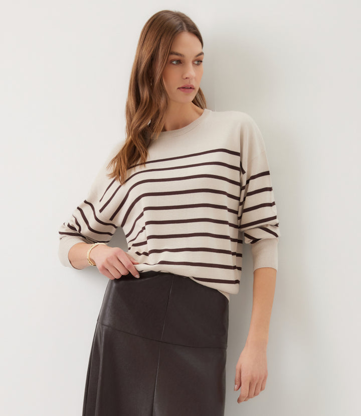 Petite Size Stripe Crewneck Sweater