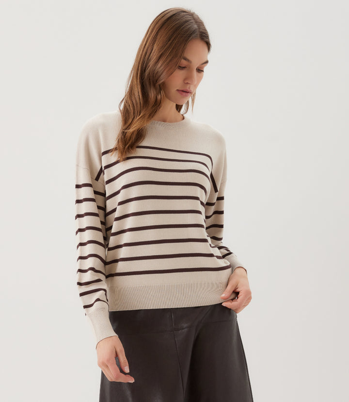 Petite Size Stripe Crewneck Sweater