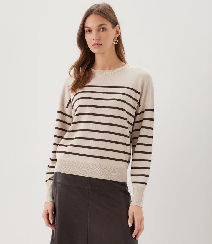 Petite Size Stripe Crewneck Sweater