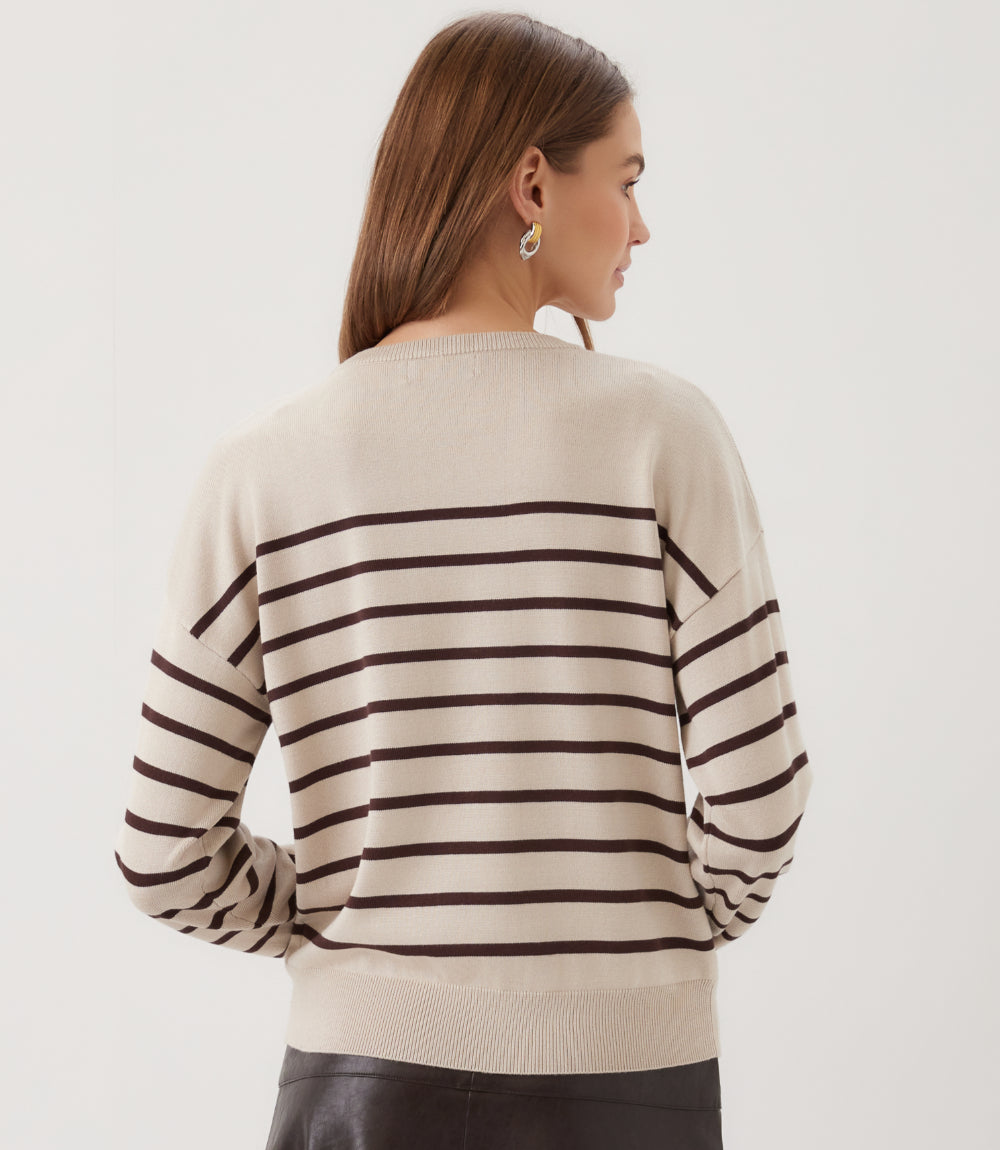 Petite Size Stripe Crewneck Sweater