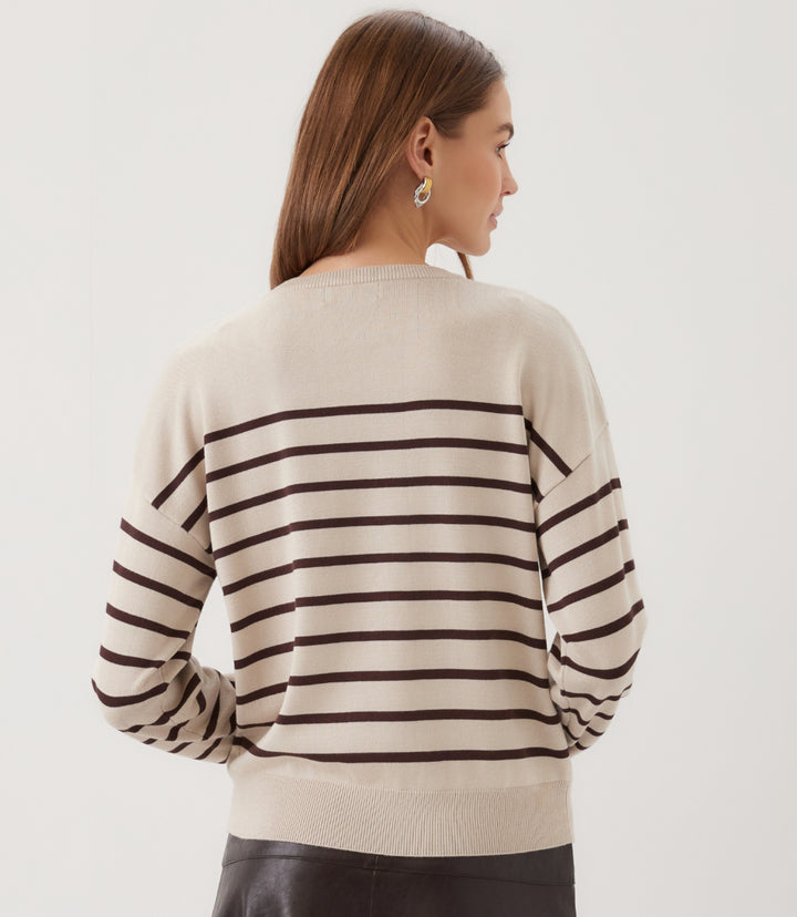 Petite Size Stripe Crewneck Sweater