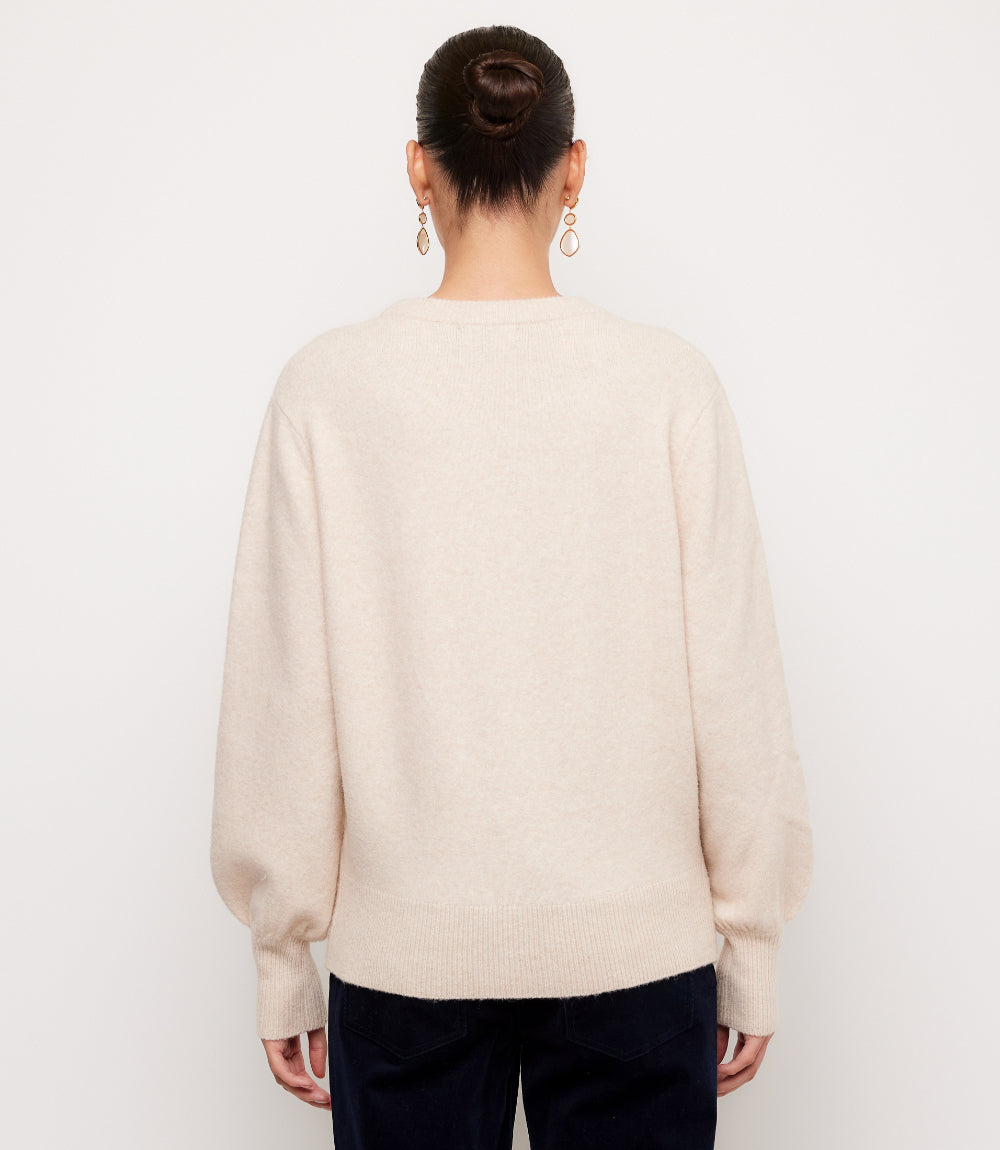Blouson Sleeve Embroidered Sweater