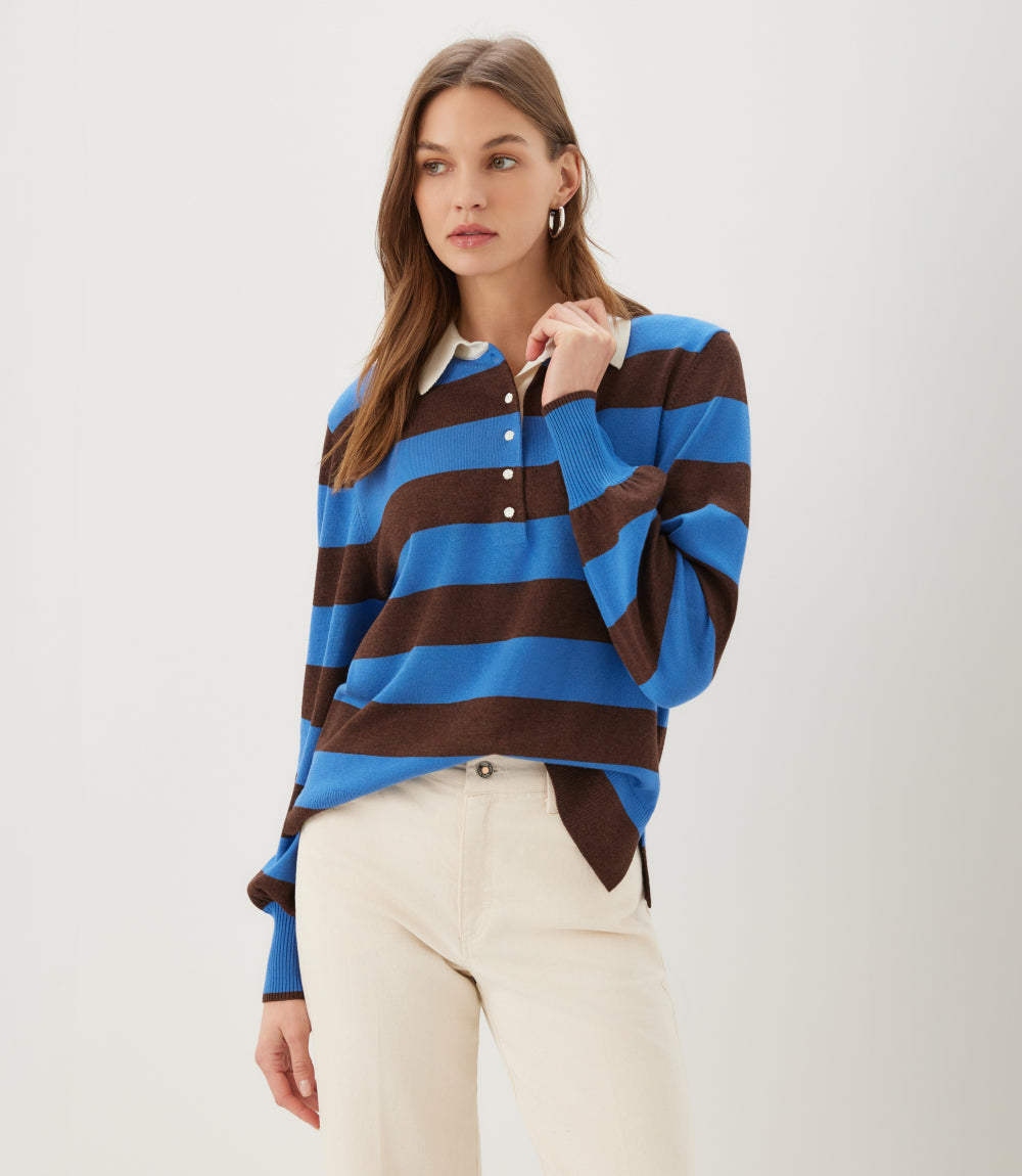 Game Day Collared Stripe Sweater