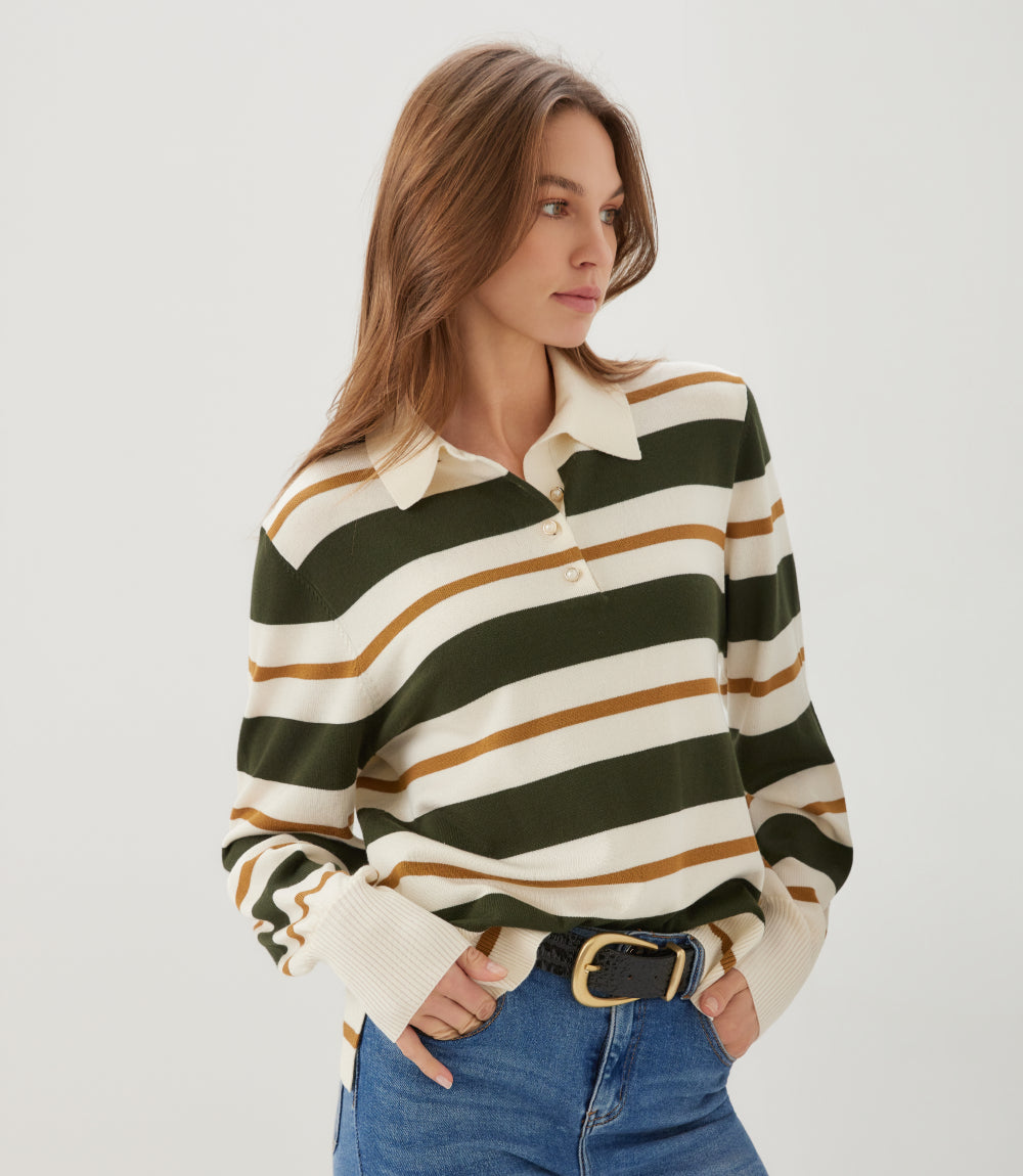 Game Day Collared Stripe Sweater