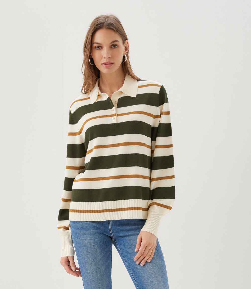 Game Day Collared Stripe Sweater