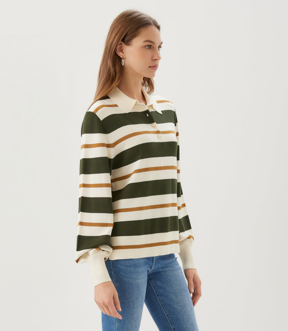 Game Day Collared Stripe Sweater