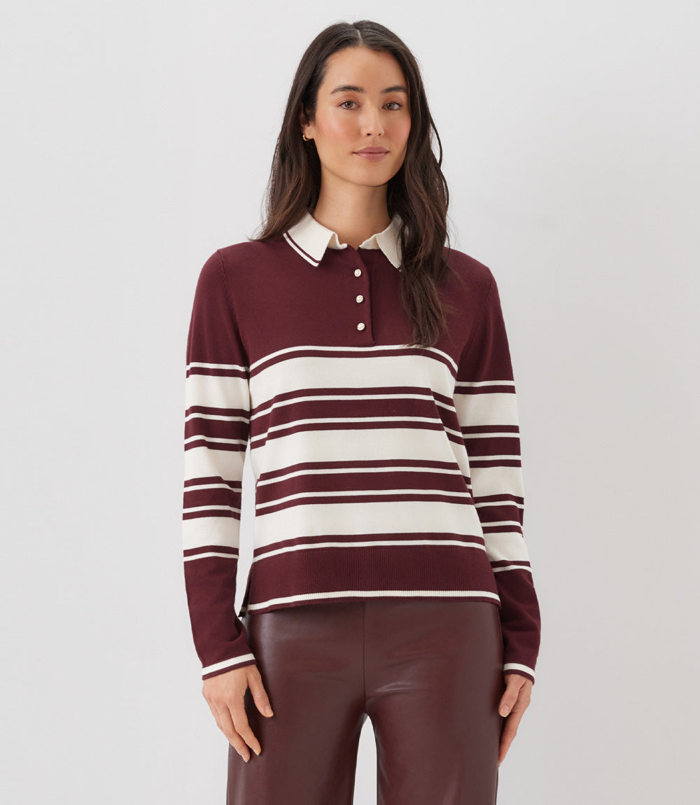 Game Day Collared Stripe Sweater