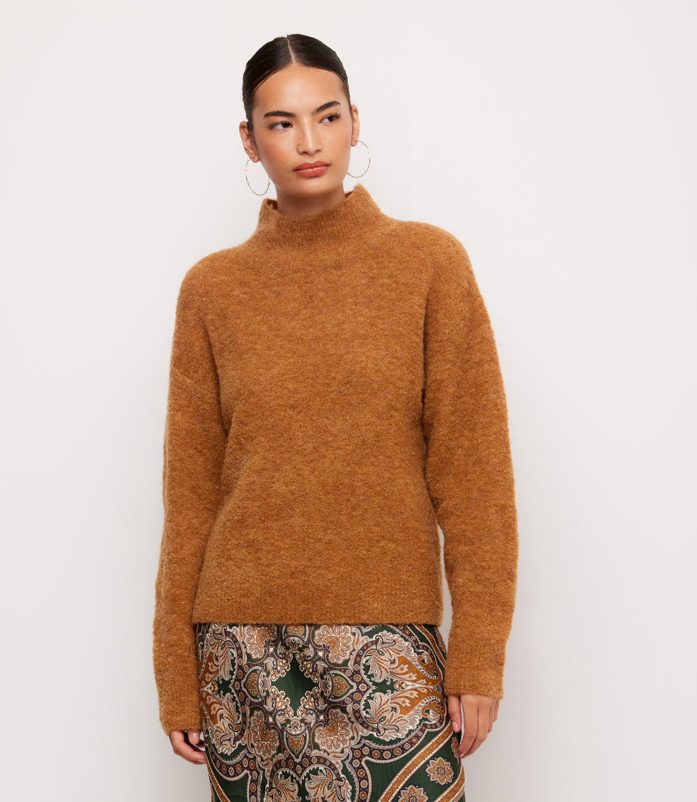 Mock Neck Boucle Sweater