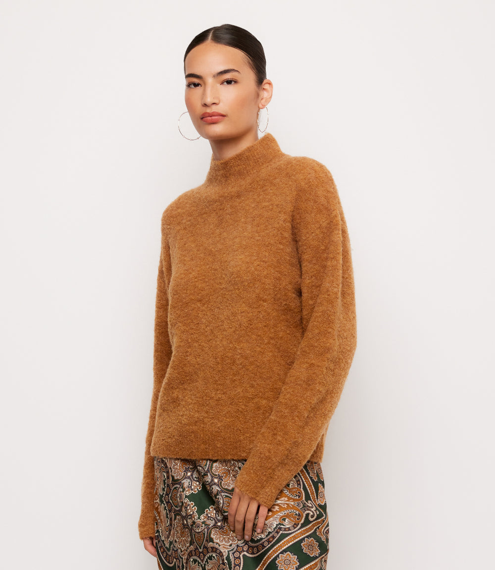 Mock Neck Boucle Sweater