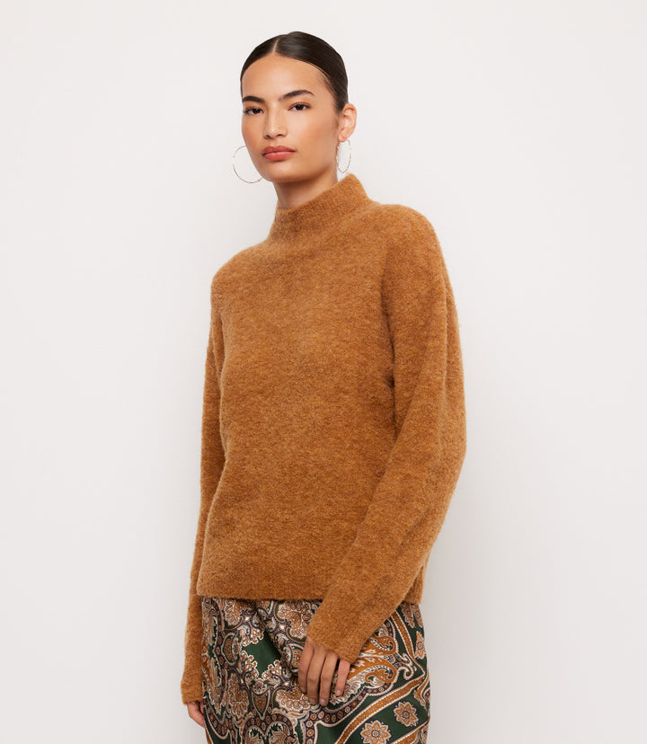 Mock Neck Boucle Sweater