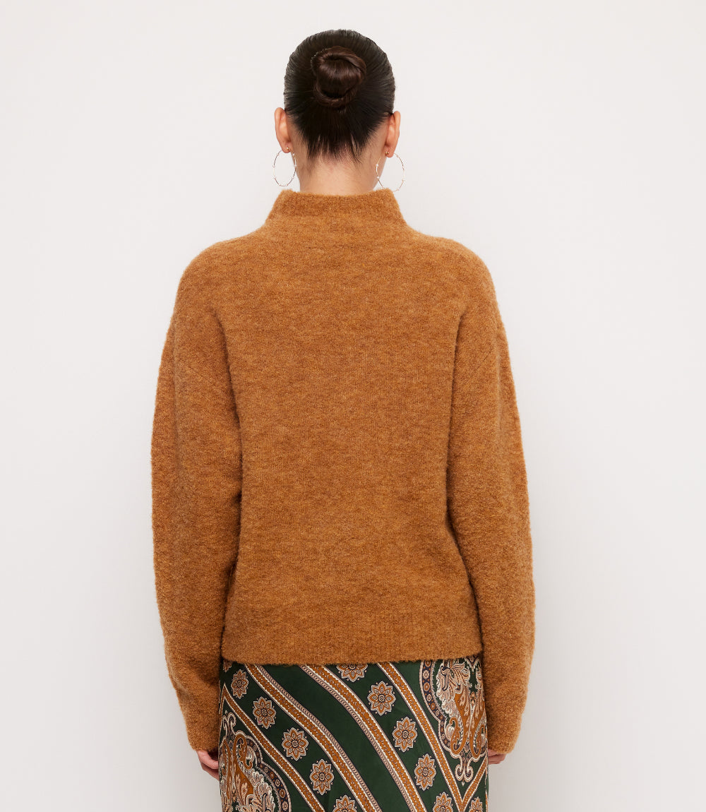 Mock Neck Boucle Sweater