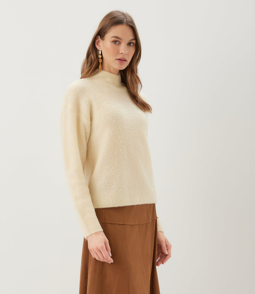 Mock Neck Boucle Sweater