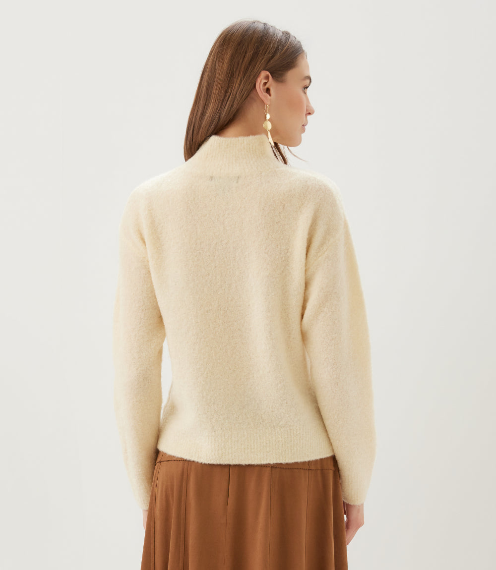 Mock Neck Boucle Sweater