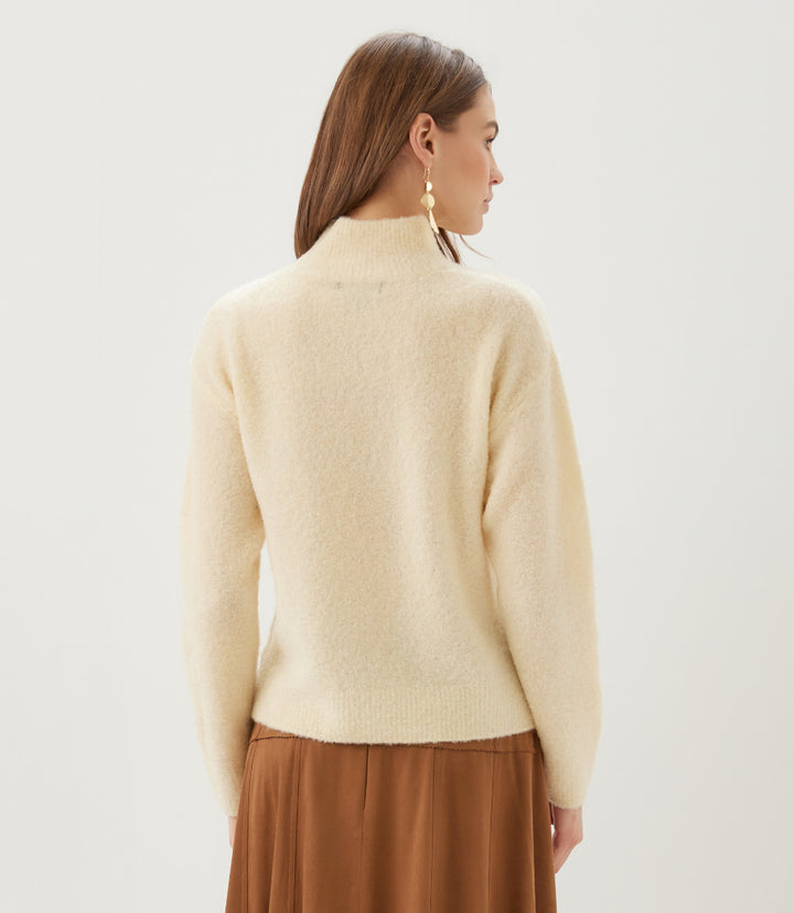 Mock Neck Boucle Sweater