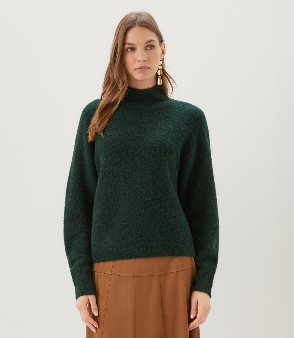 Mock Neck Boucle Sweater