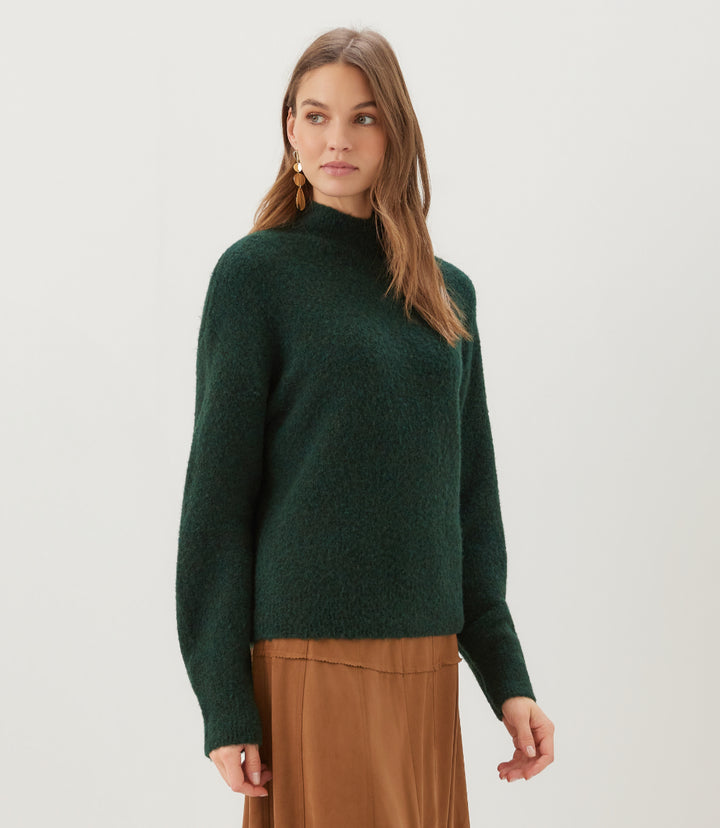 Mock Neck Boucle Sweater