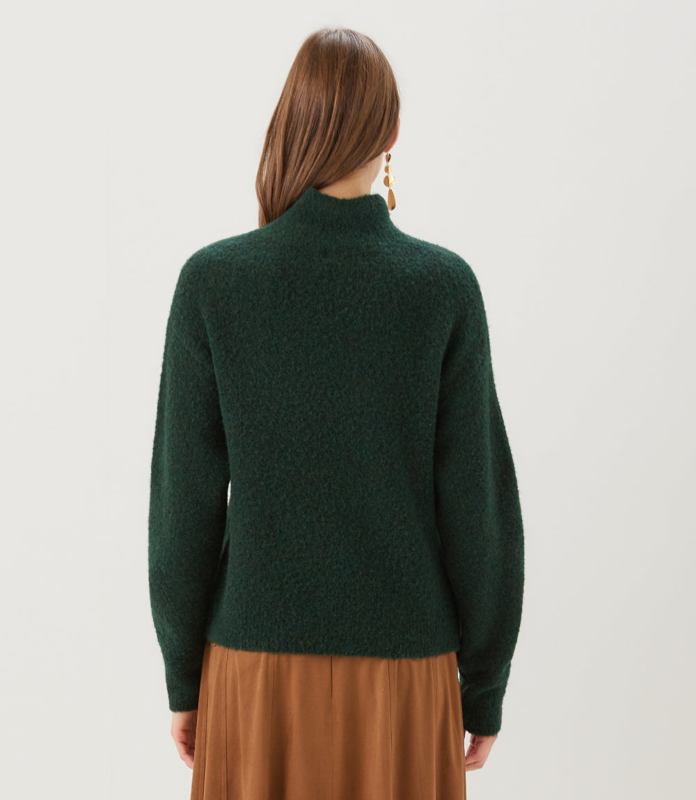 Mock Neck Boucle Sweater