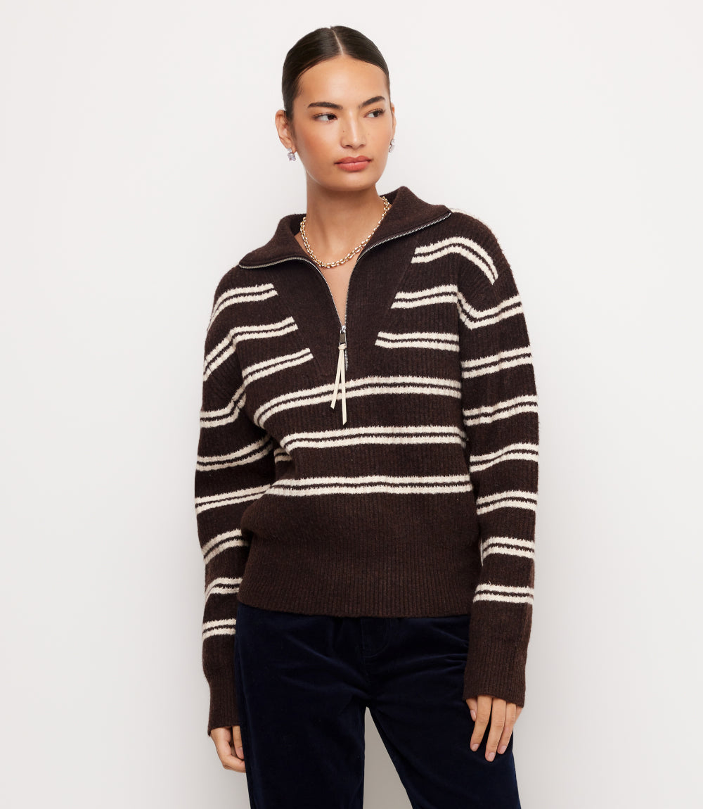 Stripe Half Zip Sweater