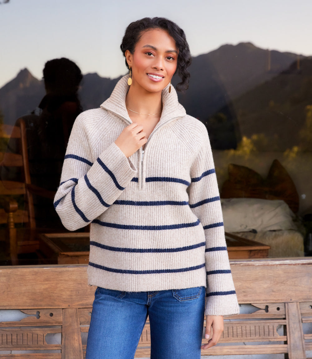 Stripe Half-Zip Sweater