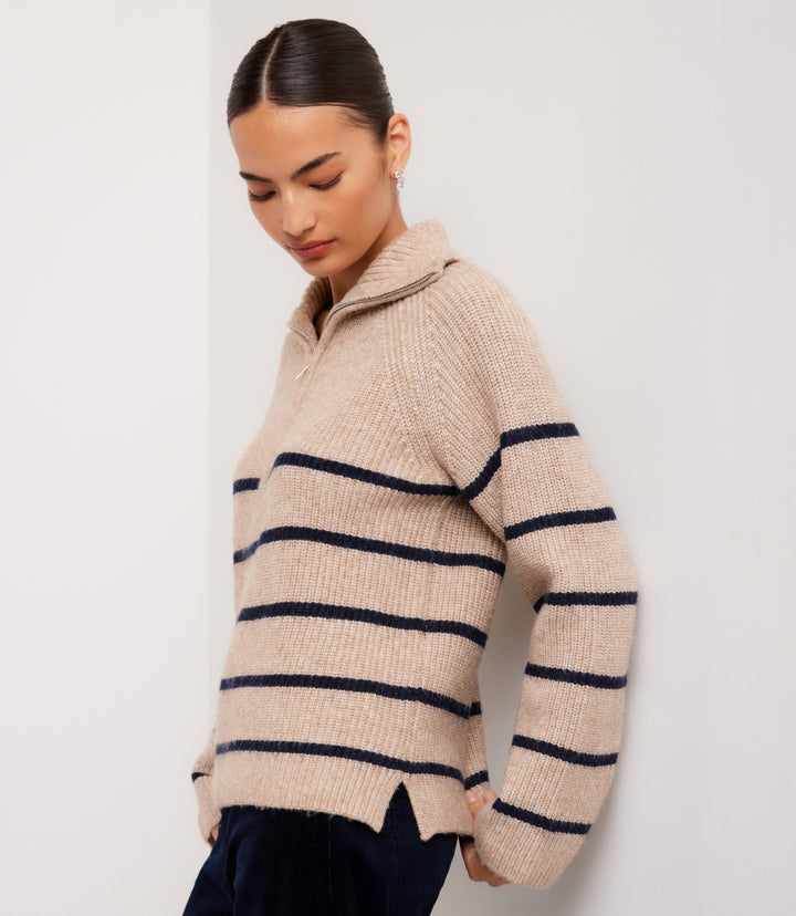 Stripe Half-Zip Sweater