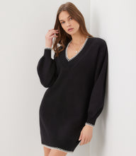 Varsity V-Neck Sweater Dress