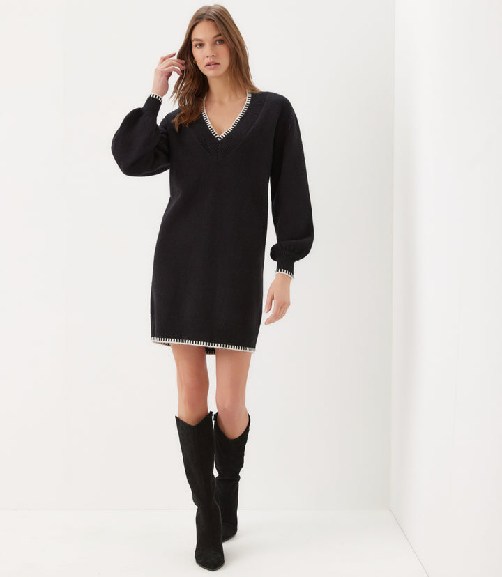 Varsity V-Neck Sweater Dress
