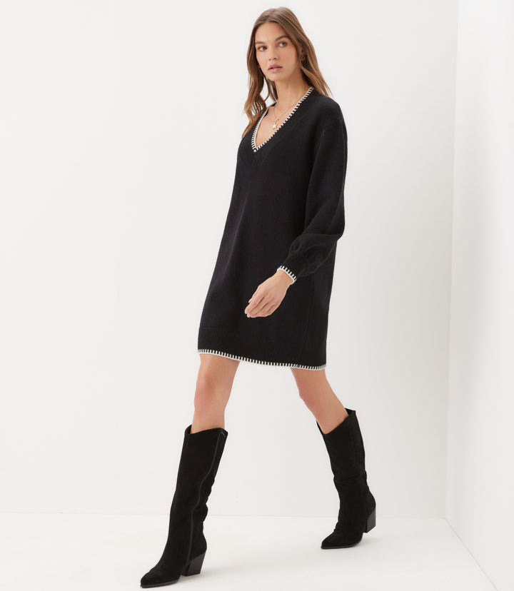 Varsity V-Neck Sweater Dress