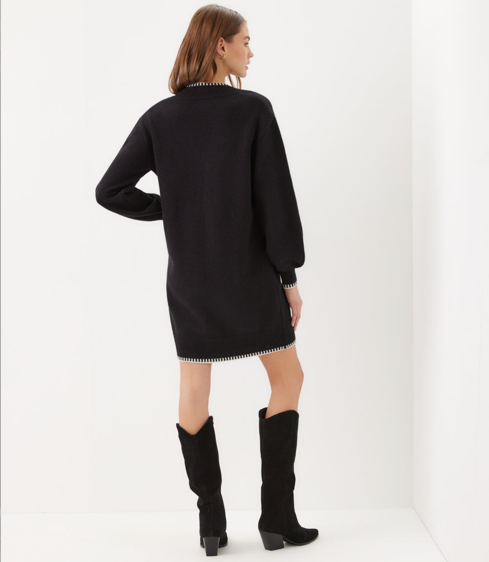 Varsity V-Neck Sweater Dress