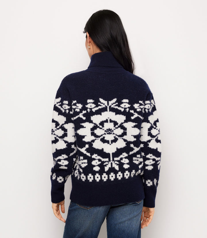 Petite Size Jacquard Turtleneck Sweater