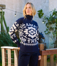 Jacquard Turtleneck Sweater