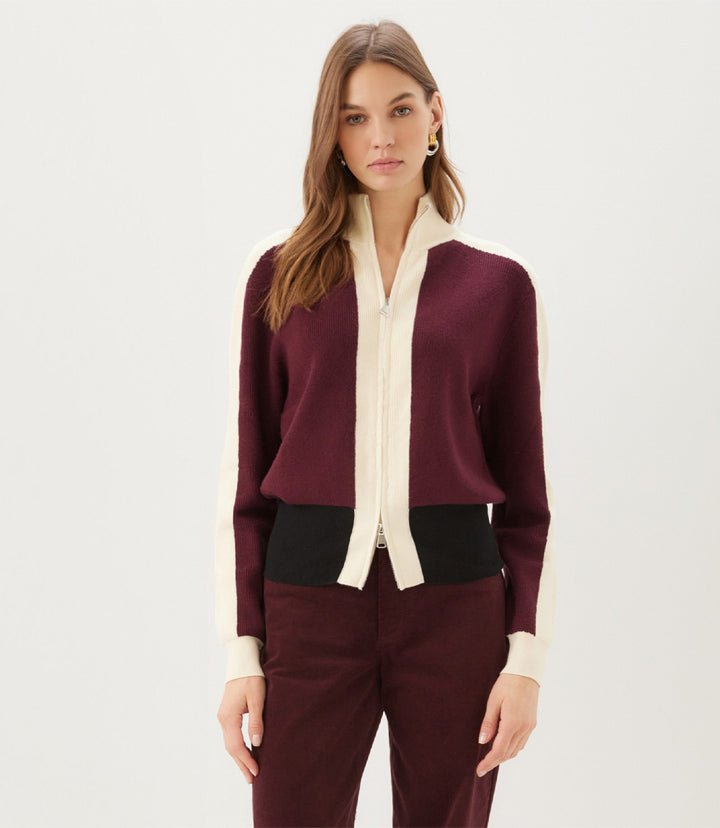 Colorblock Zip-Up Cardigan Sweater