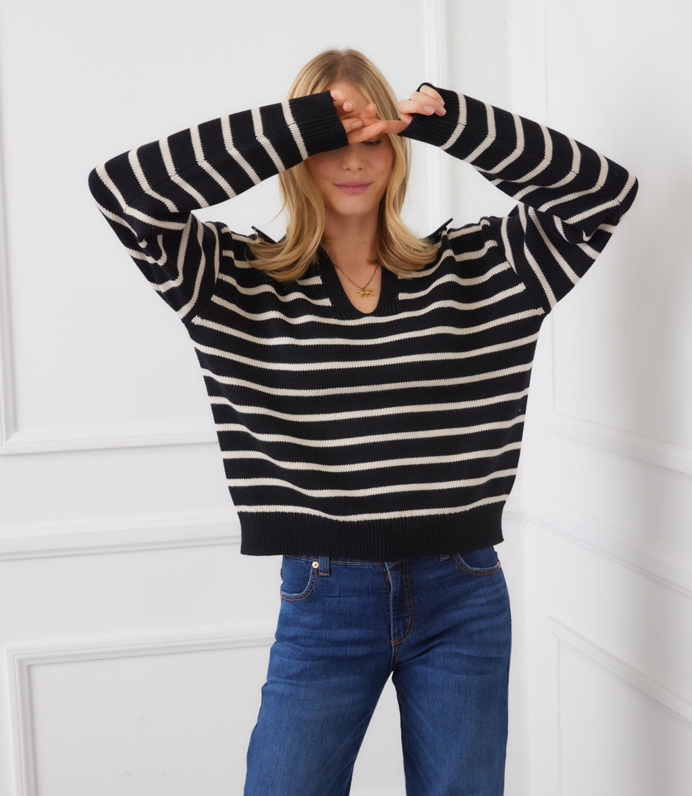 Stripe Polo Sweater