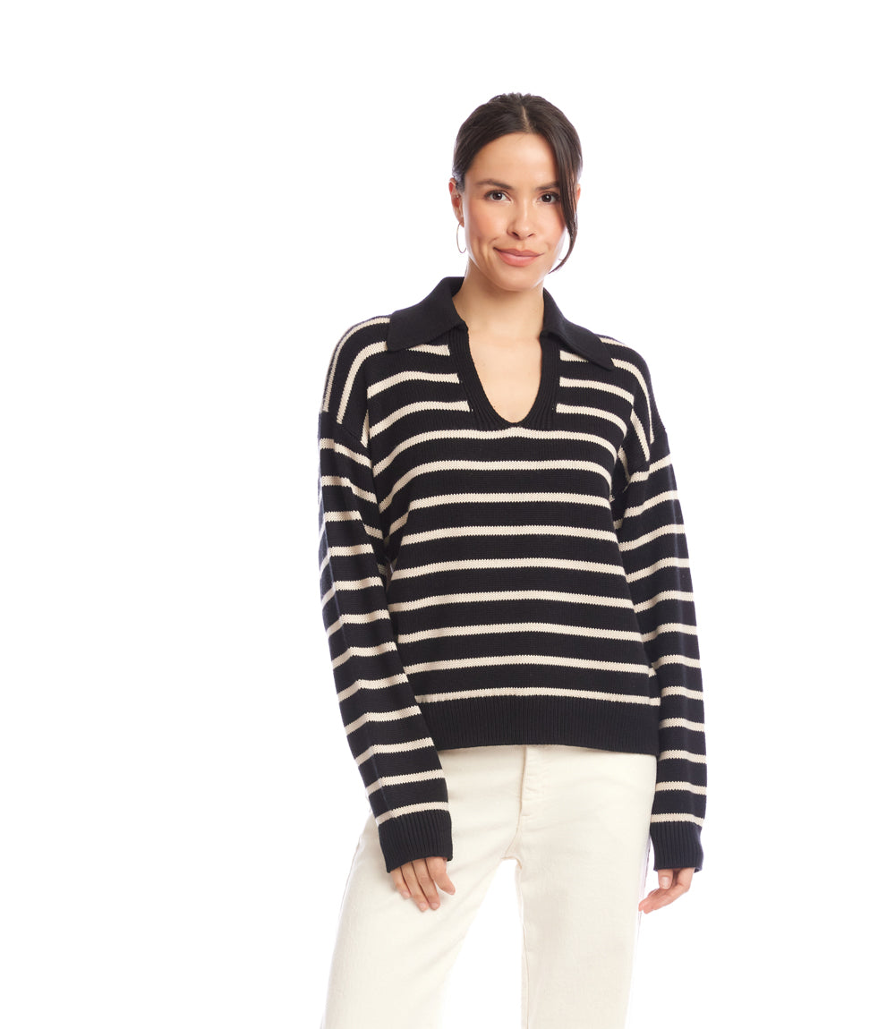 Stripe Polo Sweater