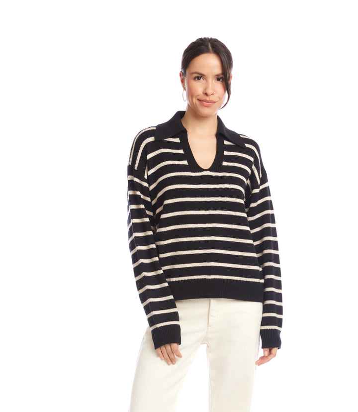 Stripe Polo Sweater