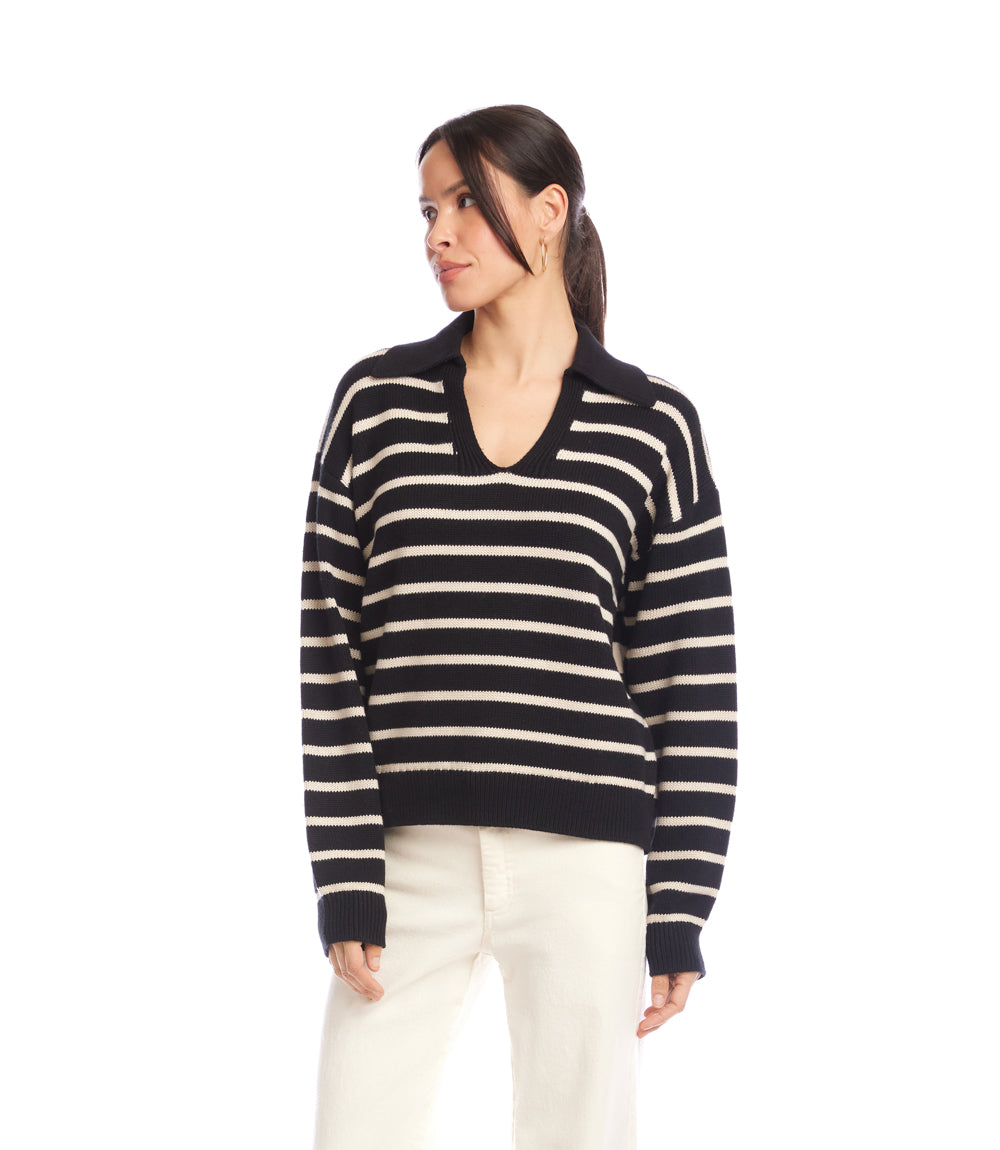 Stripe Polo Sweater