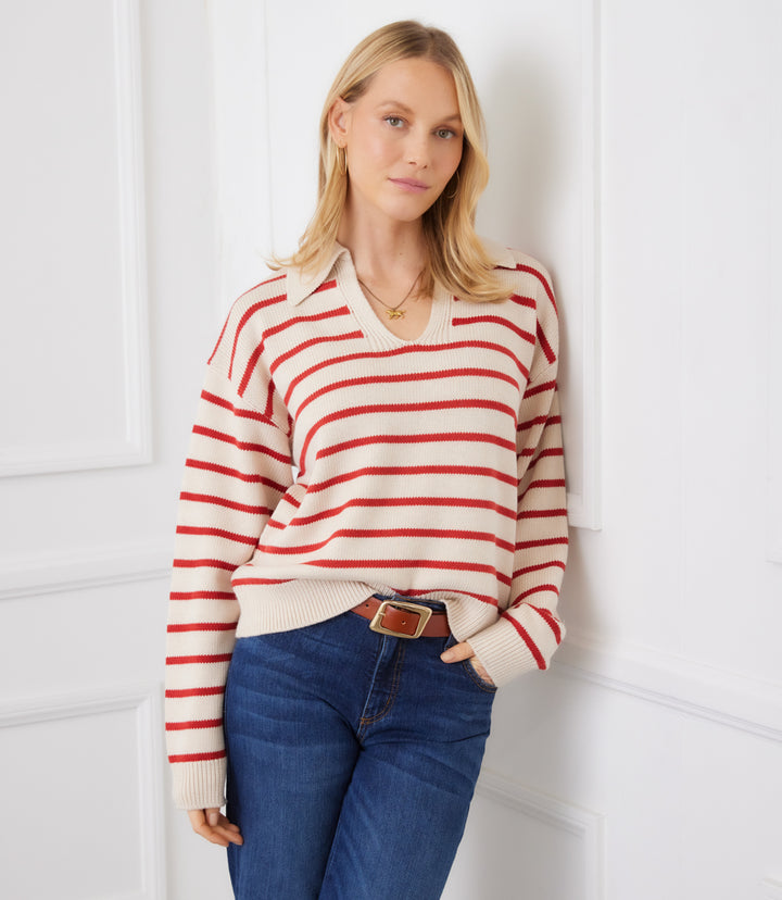 Stripe Polo Sweater
