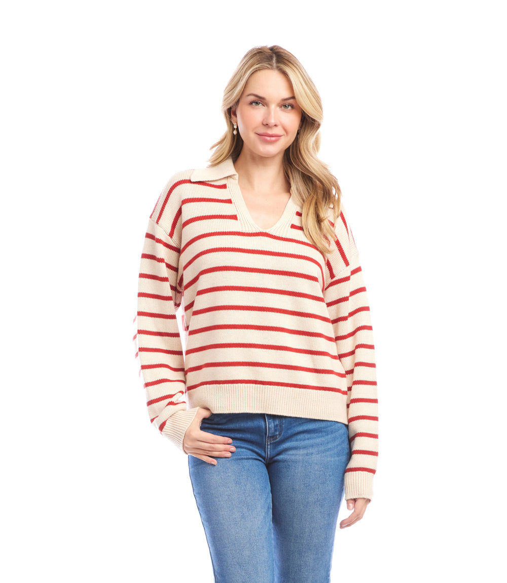 Stripe Polo Sweater