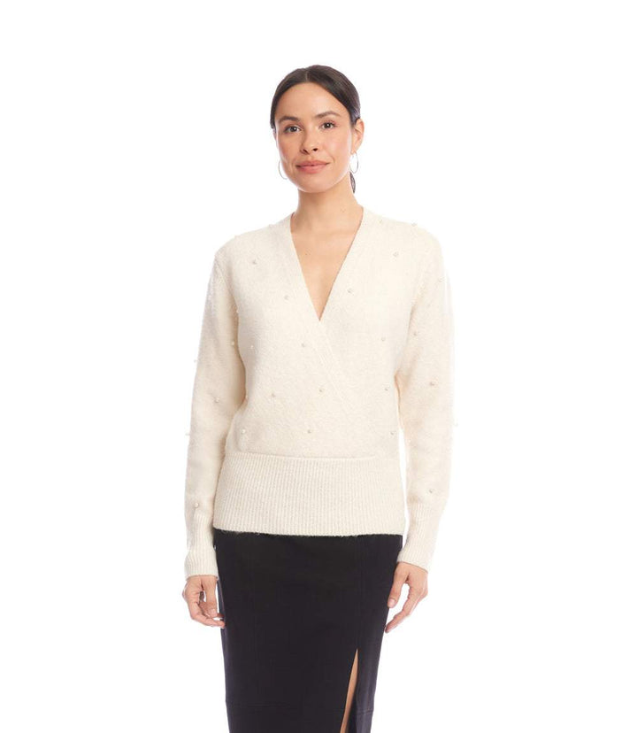Petite Size Pearl Wrap Sweater